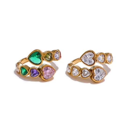 Hearts Hearts Premium Adjustable Ring - 18K Gold Plated