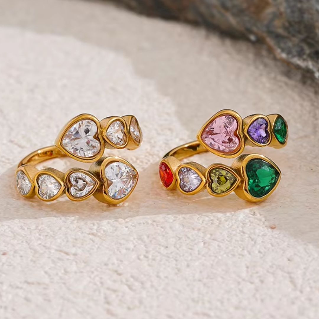 Hearts Hearts Premium Adjustable Ring - 18K Gold Plated