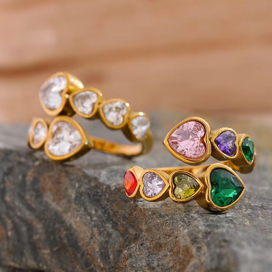 Hearts Hearts Premium Adjustable Ring - 18K Gold Plated