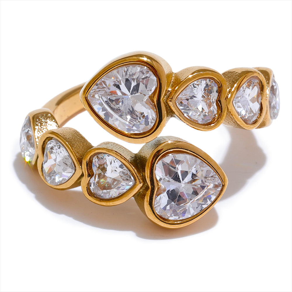 Hearts Hearts Premium Adjustable Ring - 18K Gold Plated