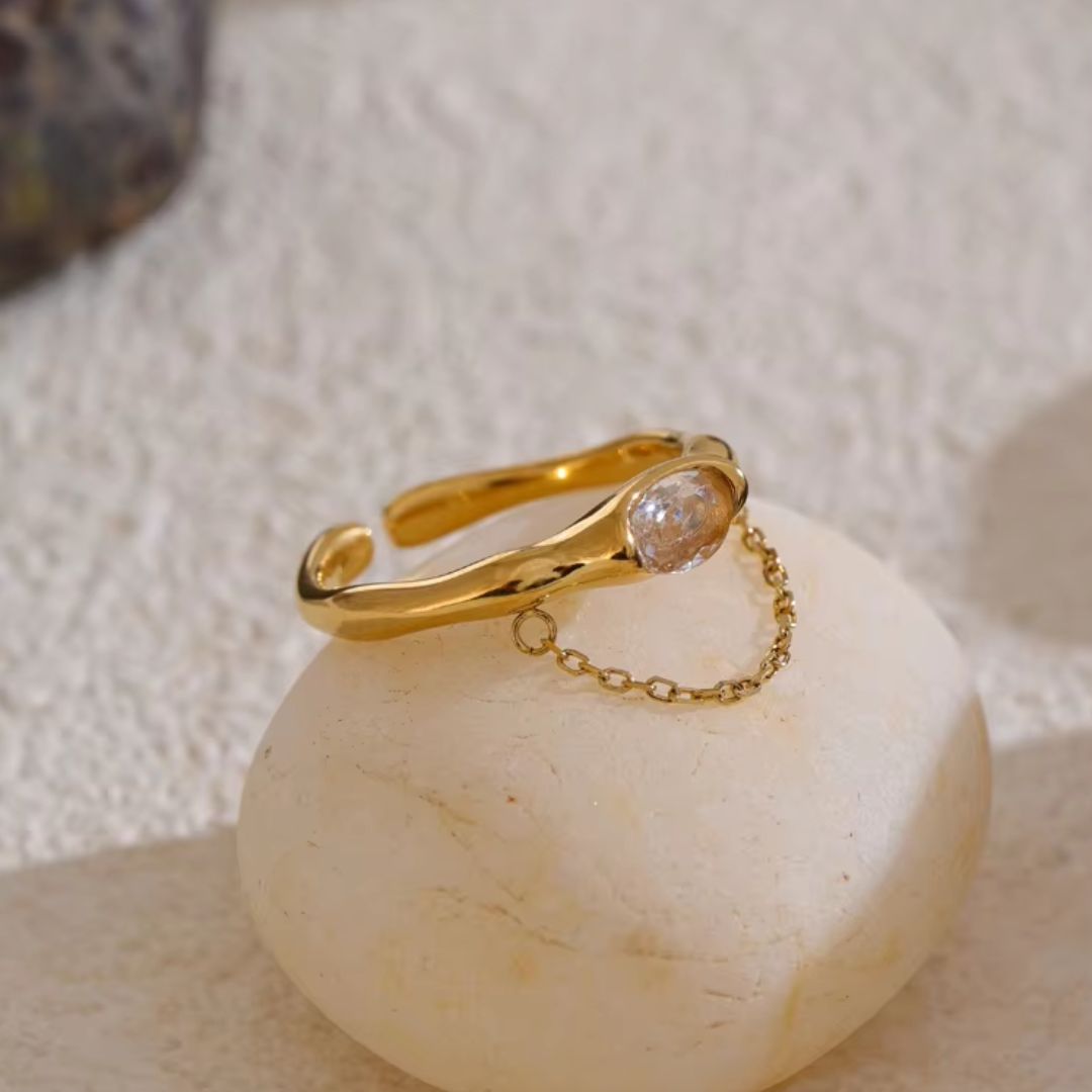 Chain Premium Adjustable Ring - 18K Gold Plated