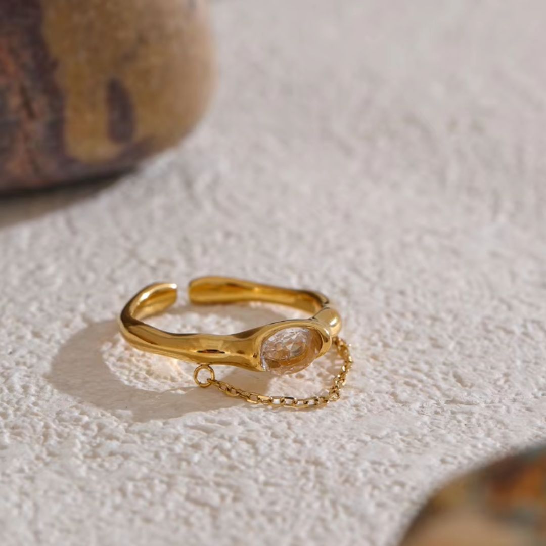 Chain Premium Adjustable Ring - 18K Gold Plated