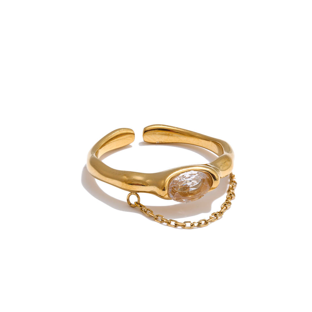 Chain Premium Adjustable Ring - 18K Gold Plated