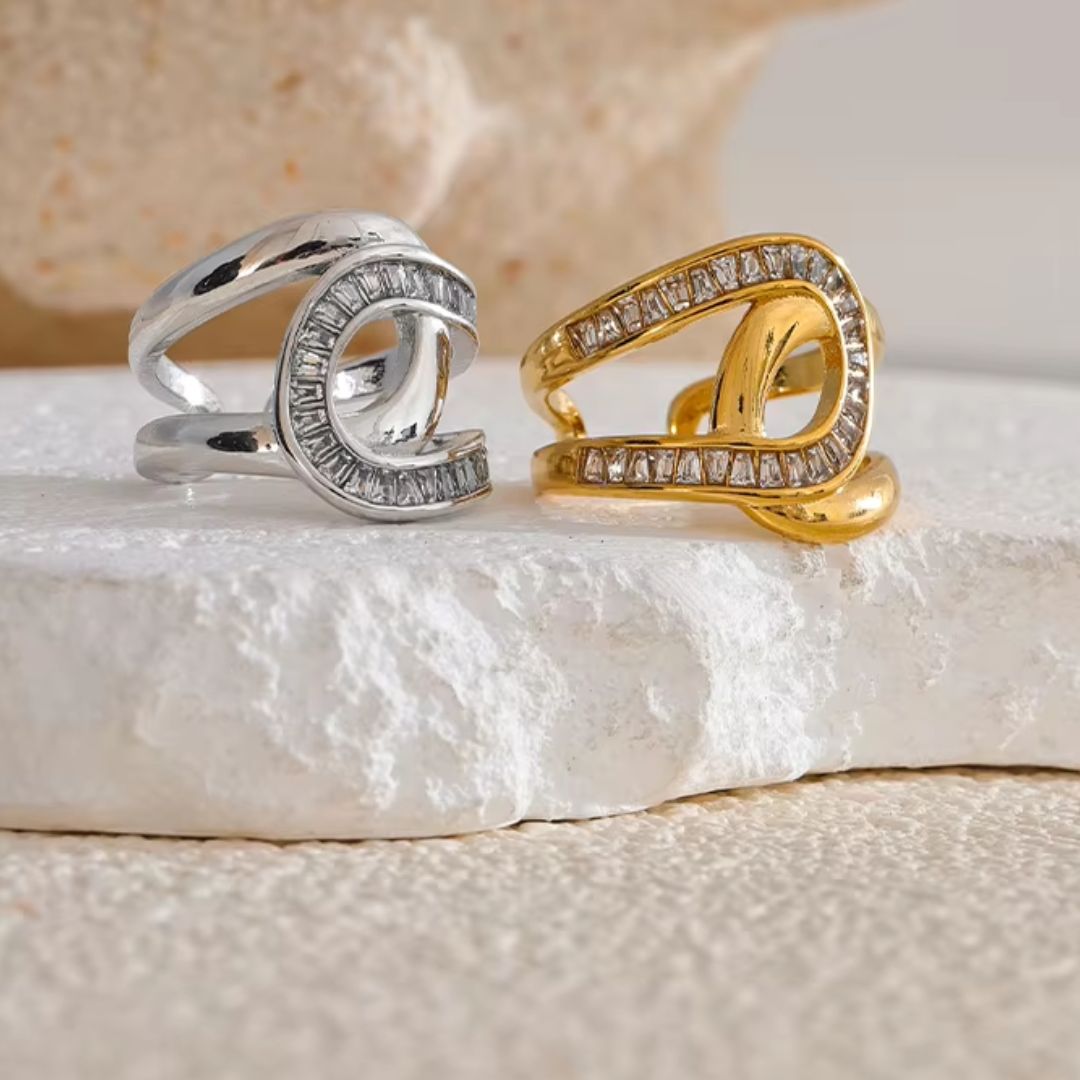 Mei Linked Adjustable Ring - 18K Gold Plated