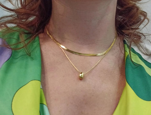 Serpenti tear Drop Layered Premium Necklace - 18K Gold Plated